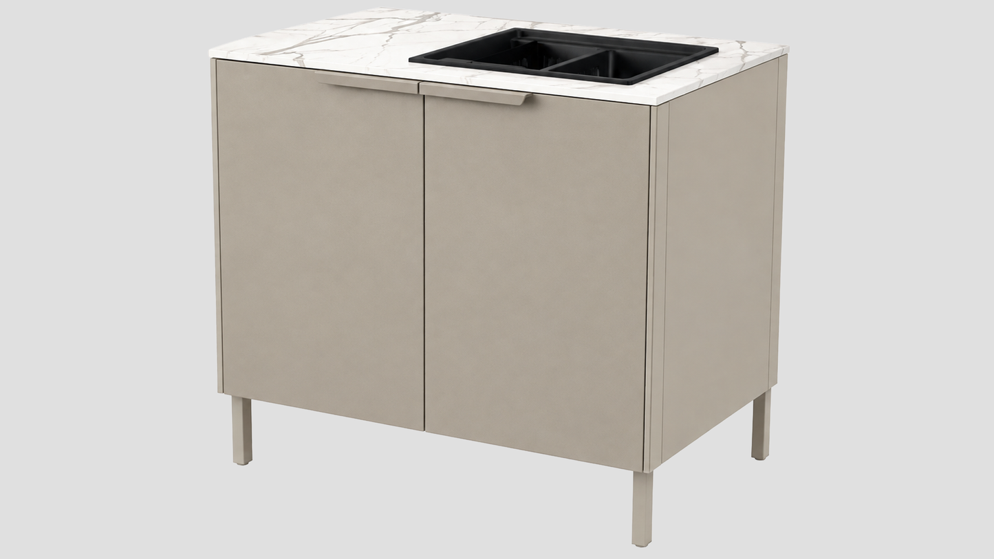 Q-Boo Line 100 Sink Cabinet Grey with Daze Dekton
