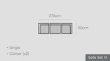Hahei Sofa Set 14 — straight, 270 x 90 cm, 3 pieces