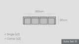 Hahei Sofa Set 15 — straight, 360 x 90 cm, 4 pieces