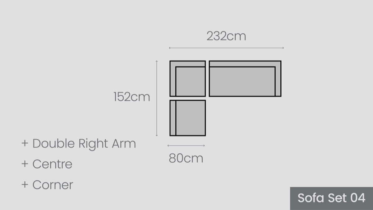 Tasman Aluminium Sofa Set 04 — l-shape, 232 x 152 cm, 3 pieces