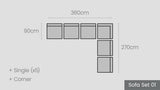Hahei Sofa Set 01 — l-shape, 360 x 270 cm, 6 pieces