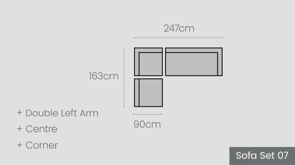 Matakana Sofa Set 07 — l-shape, 247 x 163 cm, 3 pieces