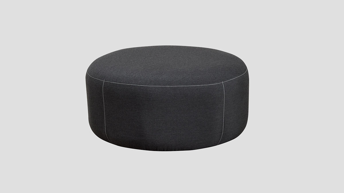 SUNBRELLA ROUND POUF OTTOMAN - SOOTY