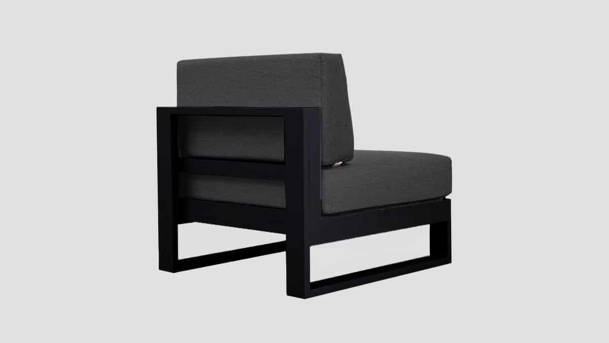 Tasman Black Frame Slate Single Centre Section Rear Angle