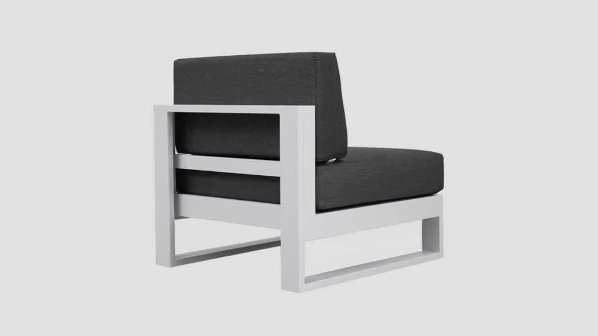 Tasman White Frame Slate Single Centre Section Rear Angle