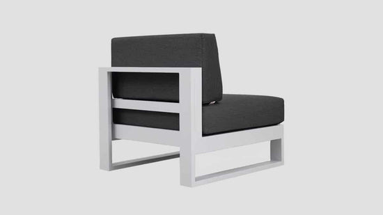 Tasman White Frame Slate Single Centre Section Rear Angle