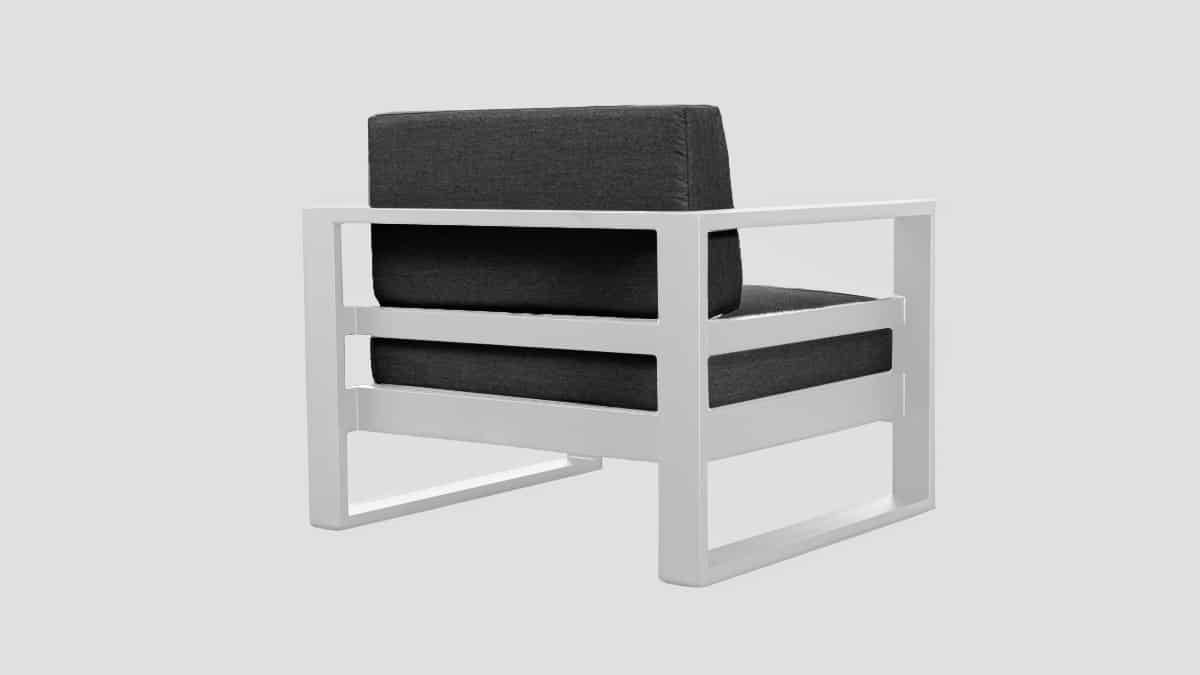 Tasman White Frame Slate Single Sofa Rear
