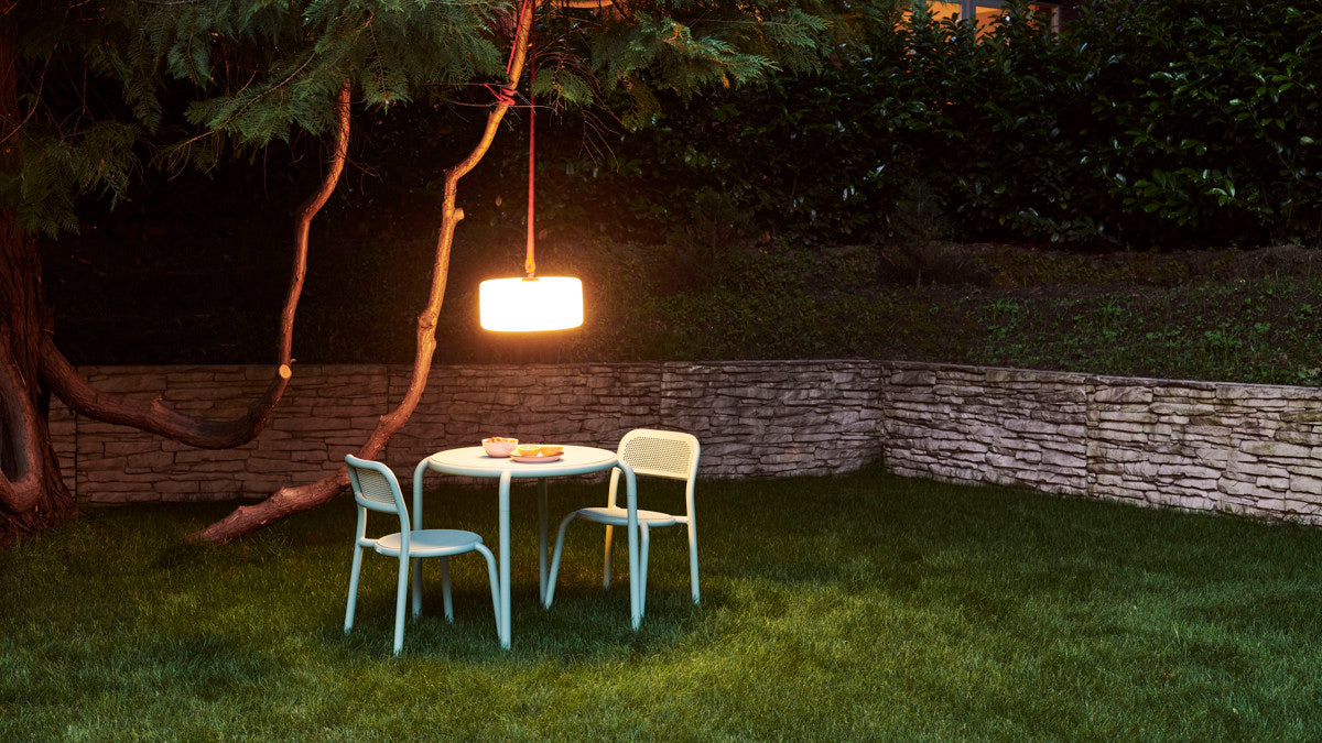 Thierry Le Swinger Lamp Hanging Red Insitu