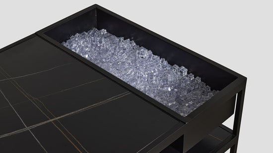 Tolaga Bay Coffee Table Black Marble Ice Bucket Closeup