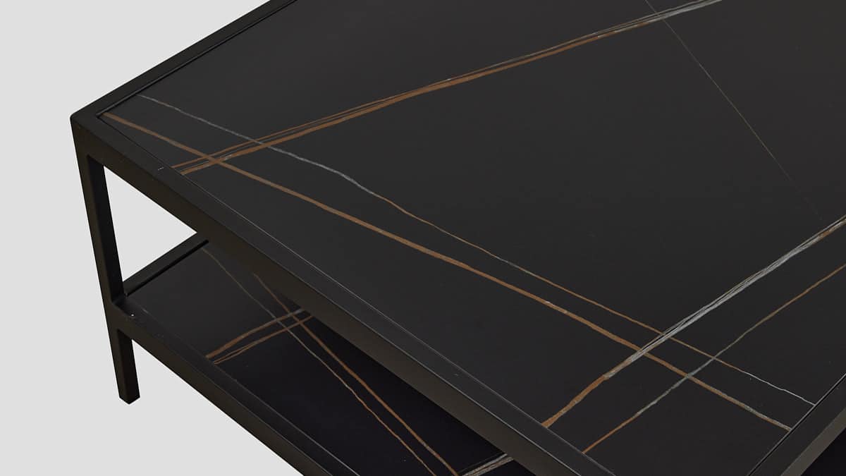 Tolaga Bay Coffee Table Black Marble Corner Closeup