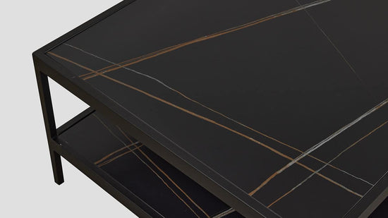 Tolaga Bay Coffee Table Black Marble Corner Closeup