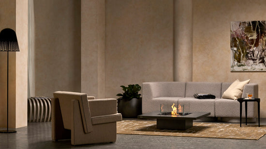Vertigo 50 Fireplace Graphite BL Glass Insitu