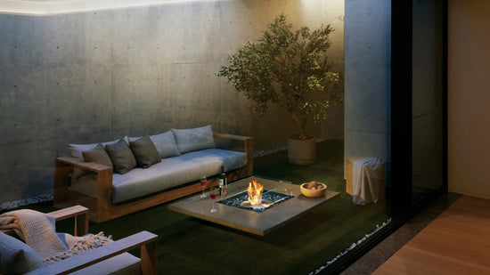 Vertigo 50 Fireplace Natural SS Glass Insitu