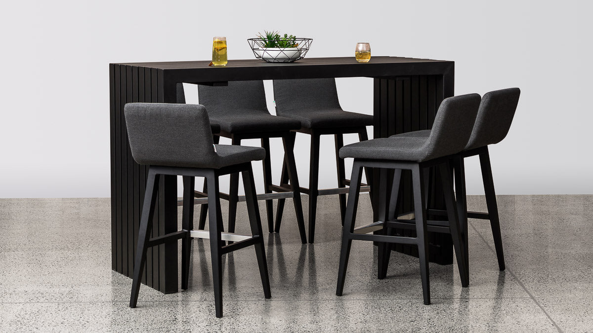 Outdoor Dining Furniture - Viaduct Bar Set Black Angle Styled
