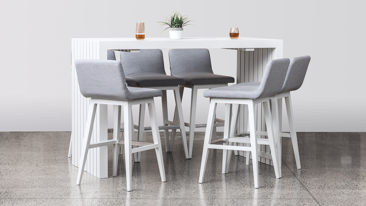 Outdoor Dining Furniture - Viaduct Bar Set White Angle Styled