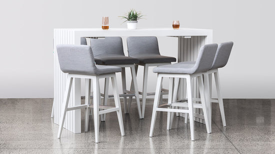 Outdoor Dining Furniture - Viaduct Bar Set White Angle Styled