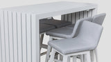 Viaduct Bar Table Chairs White Lead Chine Seat Closeup