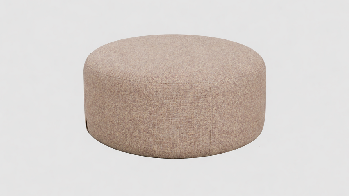Beige ottoman on a light gray background