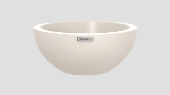 Barcelona 500 Bowl Planter in Ivory — spherical outdoor planter with flat base, 50cm diameter