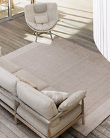 Bedrock Outdoor Rug — Sand styled setting detail, 160 x 230 cm to 300 x 400 cm