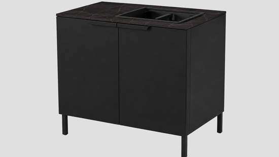 Q-Boo Line 100 Sink Cabinet Black with Laurent Dekton
