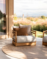 Clipper Outdoor Cushion — Tobacco cushion lifestyle image, 600 × 400 mm