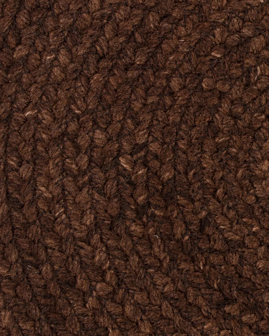 Corfu Outdoor Round Floor Rug Tobacco braided PET texture detail