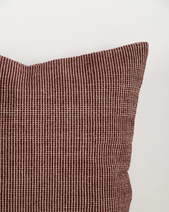 Dune Outdoor Throw Cushion in Claret – woven detail