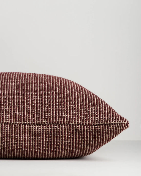 Dune Outdoor Throw Cushion in Claret – edge detail
