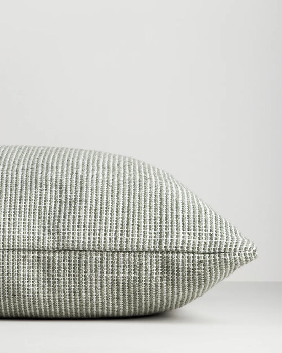 Dune Outdoor Throw Cushion in Eucalyptus – edge detail