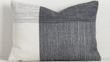 two tone steel blue and white textured outdoor throw cushion