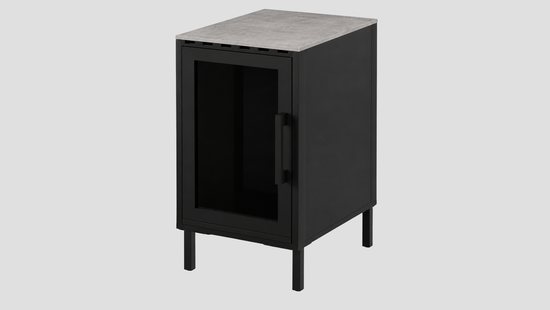 Q-Boo Stone 50 Fridge Cabinet Black with Kreta Dekton – 500 x 650 x 900 mm