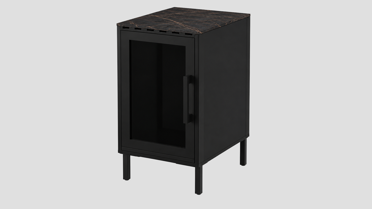 Q-Boo Stone 50 Fridge Cabinet Black with Laurent Dekton – 500 x 650 x 900 mm