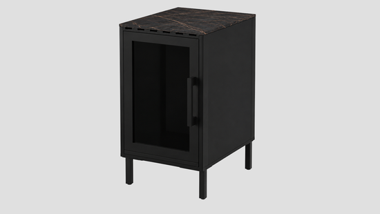 Q-Boo Stone 50 Fridge Cabinet Black with Laurent Dekton – 500 x 650 x 900 mm