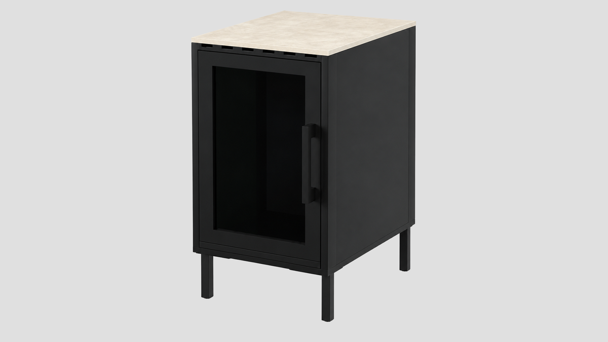 Q-Boo Stone 50 Fridge Cabinet Black with Nacre Dekton – 500 x 650 x 900 mm