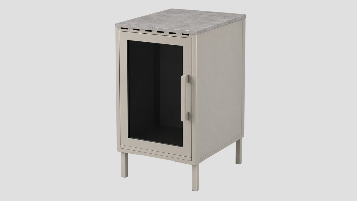 Q-Boo Stone 50 Fridge Cabinet Grey with Kreta Dekton – 500 x 650 x 900 mm