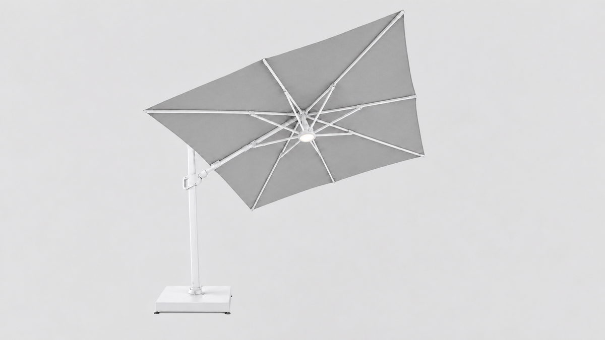 Malibu Cantilever Umbrella Grey 2.5M - grey square outdoor cantilever umbrella, 2500 x 2500 mm canopy