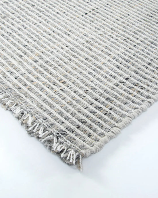 Rhodes Outdoor Floor Rug Slate low-profile flatweave corner detail