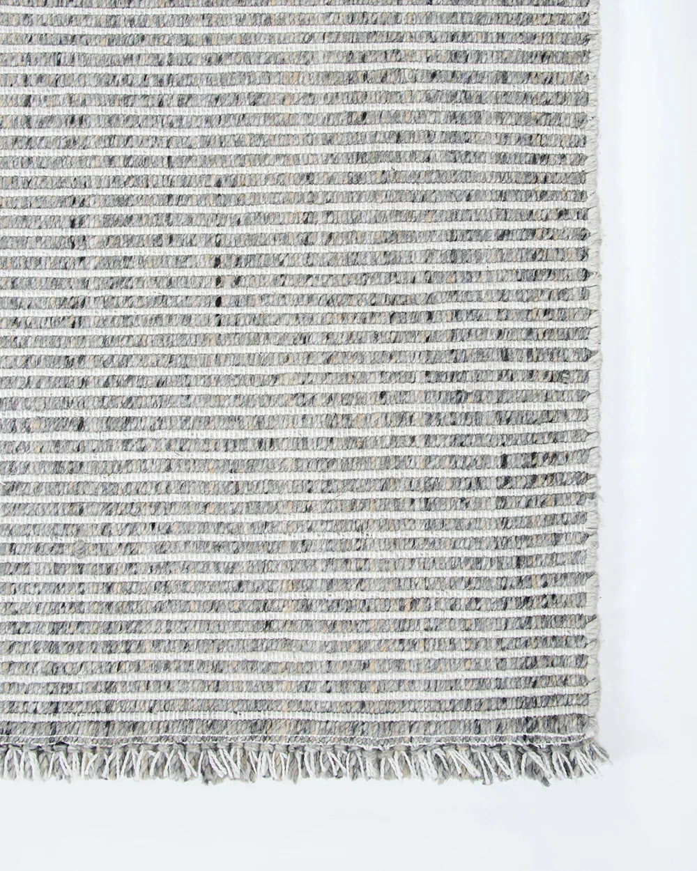 Rhodes Outdoor Floor Rug Slate handwoven corner and fringe detail