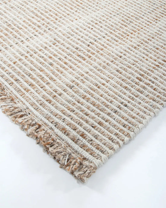 Rhodes Outdoor Floor Rug Teak low-profile flatweave corner detail