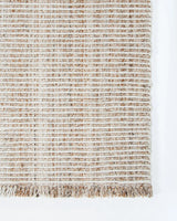 Rhodes Outdoor Floor Rug Teak handwoven corner and fringe detail