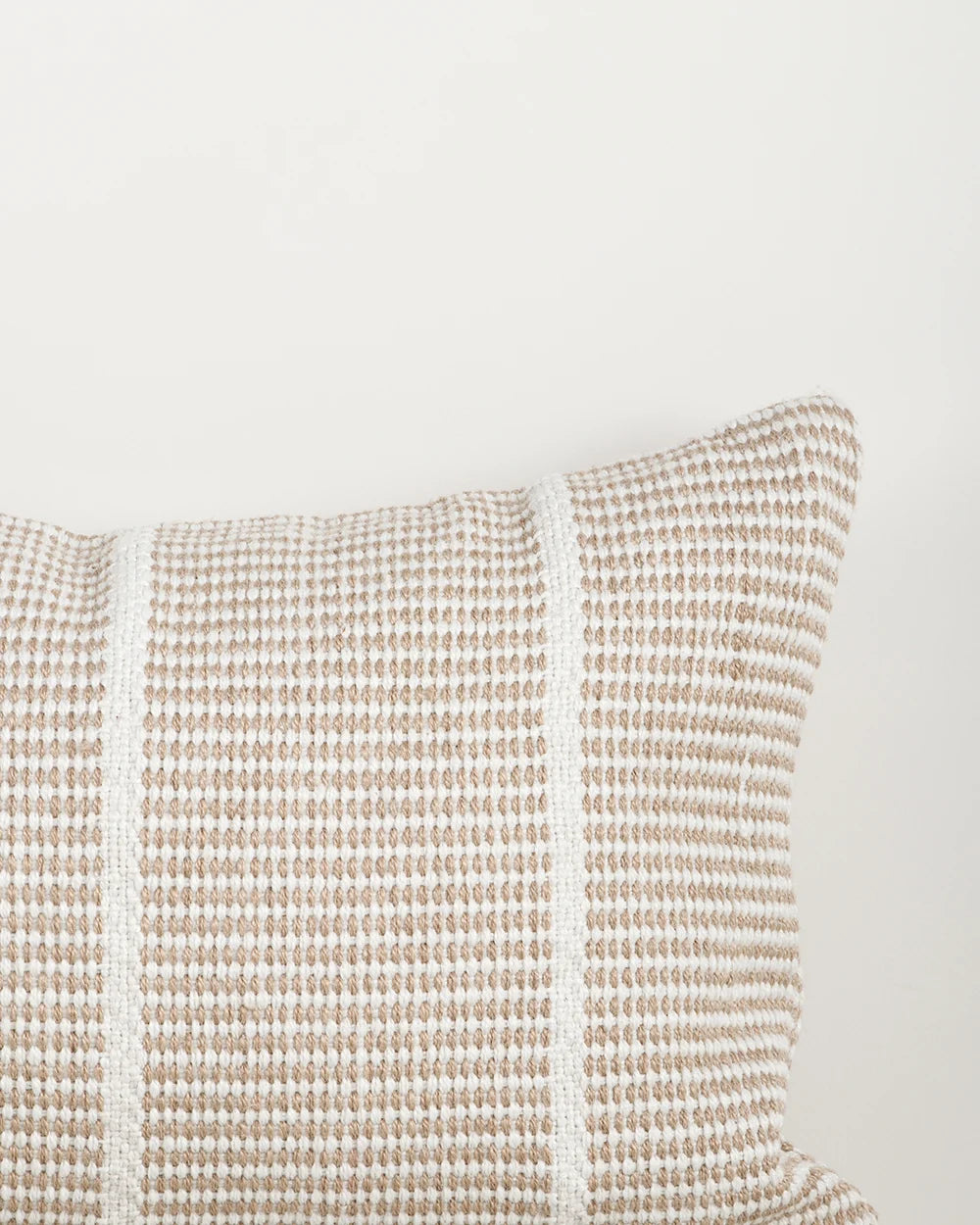 Shore Almond Outdoor Throw Cushion — woven pattern detail, 400 × 600 mm
