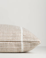 Shore Almond Outdoor Throw Cushion — handwoven edge detail, 400 × 600 mm