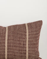 Shore Claret Outdoor Throw Cushion — woven pattern detail, 400 × 600 mm