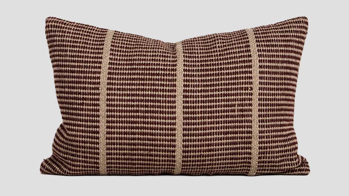 Shore Claret Outdoor Throw Cushion — full cushion, 400 × 600 mm