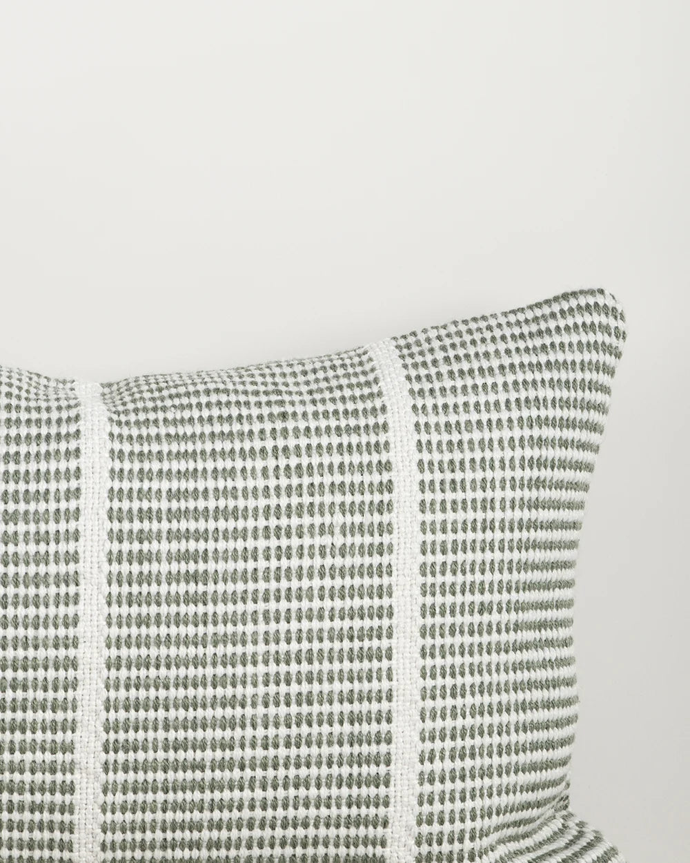 Shore Eucalyptus Outdoor Throw Cushion — woven pattern detail, 400 × 600 mm