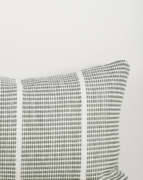 Shore Eucalyptus Outdoor Throw Cushion — woven pattern detail, 400 × 600 mm