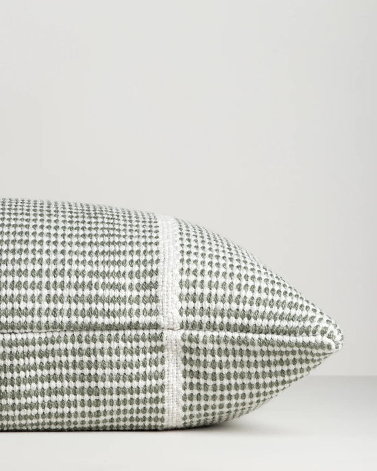 Shore Eucalyptus Outdoor Throw Cushion — handwoven edge detail, 400 × 600 mm