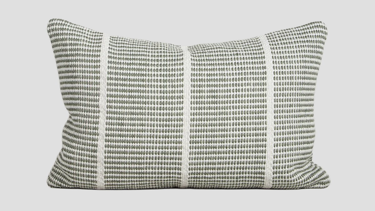 Shore Eucalyptus Outdoor Throw Cushion — full cushion, 400 × 600 mm