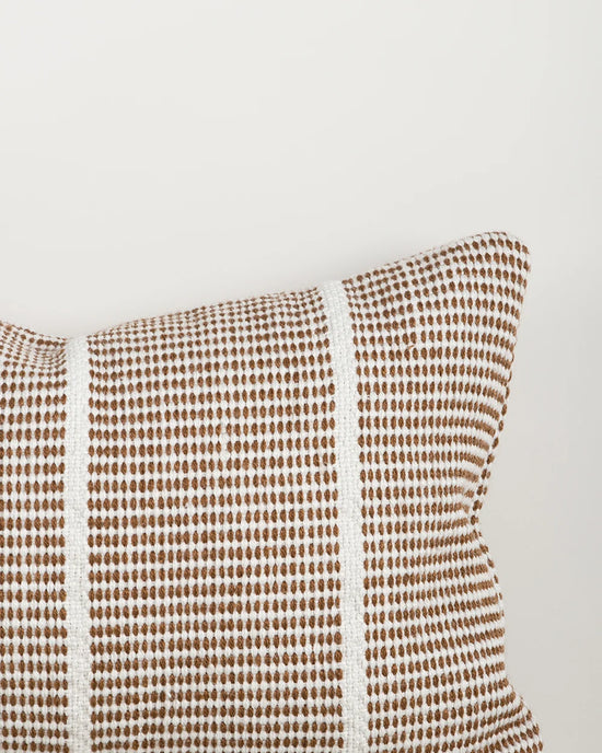 Shore Tobacco Outdoor Throw Cushion — woven pattern detail, 400 × 600 mm